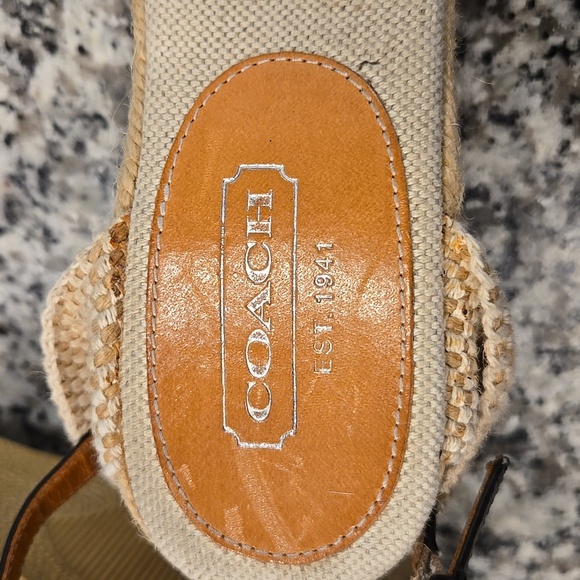 COACH MEGAN BLACK AND SILVER LOGO WEDGE ESPADRILLES. SIZE 10B. - Picture 11 of 16